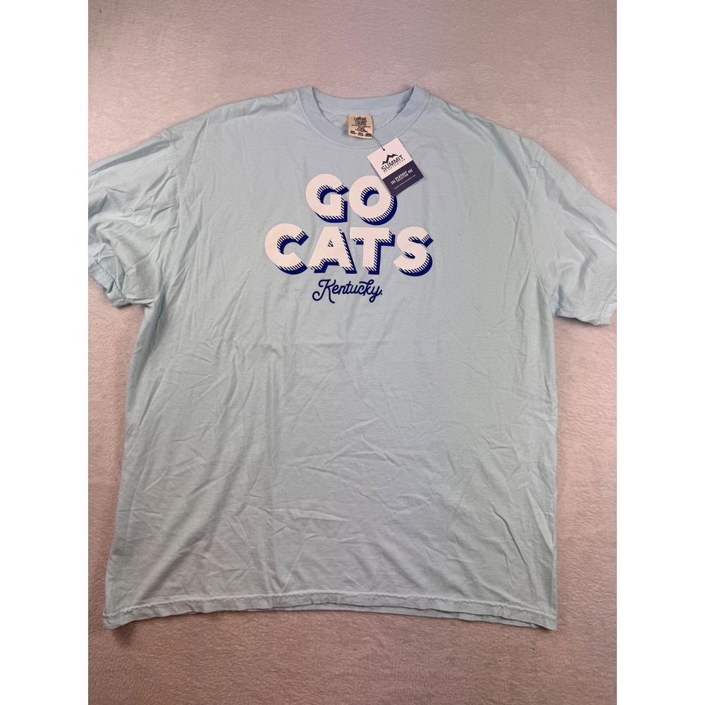 Comfort Colors Kentucky Go Cats Graphic T-Shirt Light Blue 2XL NWT